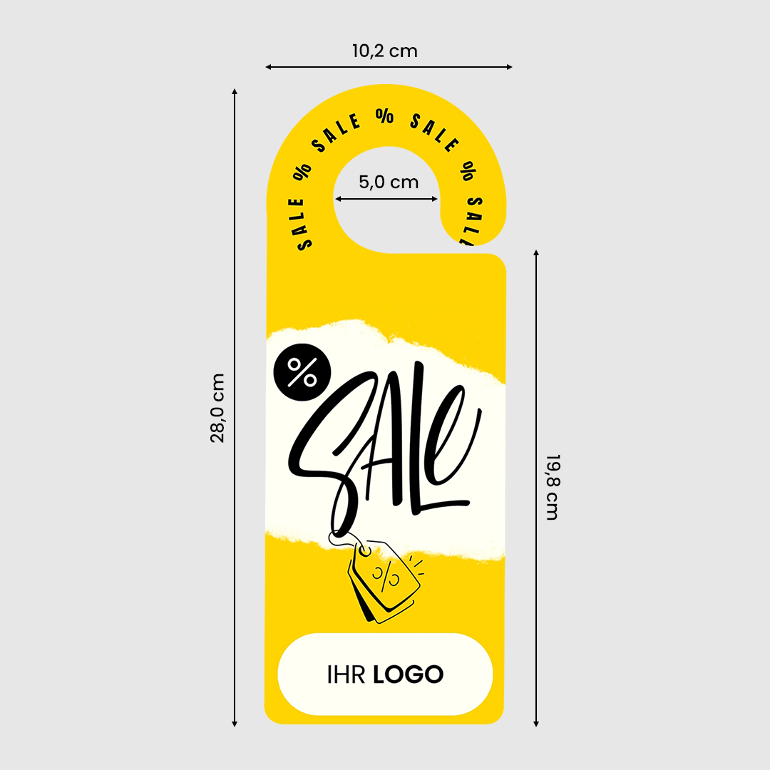 SALE-Produktanhänger Gelb mit Logo – Ideal für Rabatte-3.image