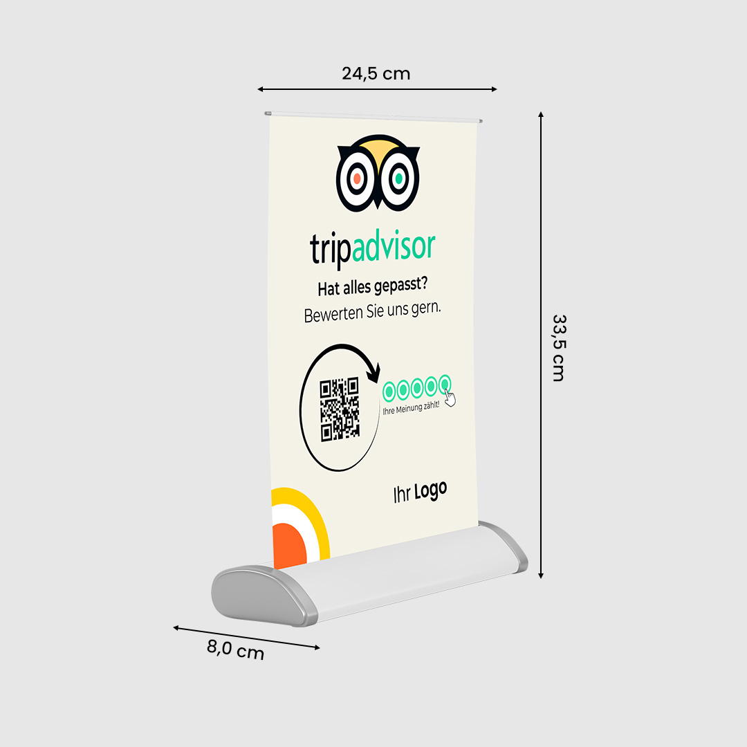 Tripadvisor Mini-Roll-Up Aufsteller CLASSIC mit QR-Code+Logo, DIN A4-1.image