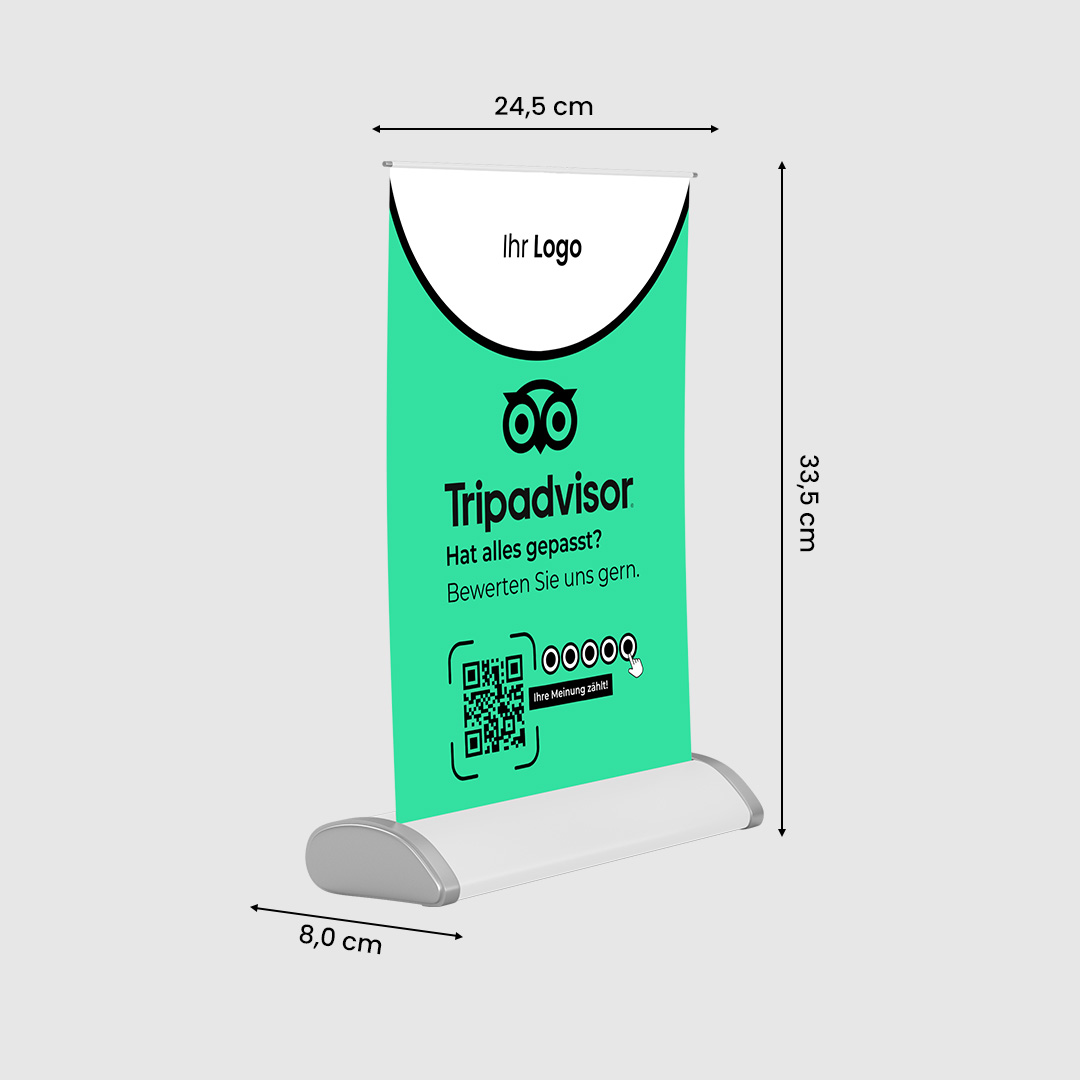 Tripadvisor Mini-Roll-Up Aufsteller FOCUS mit QR-Code+Logo, DIN A4 -1.image