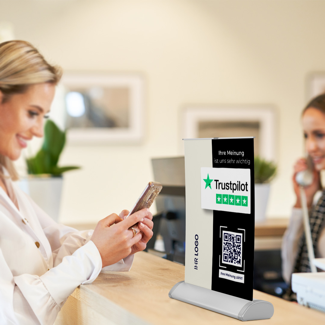 Trustpilot Mini-Roll-Up Aufsteller ELEGANCE mit QR-Code+Logo, DIN A4-8.image
