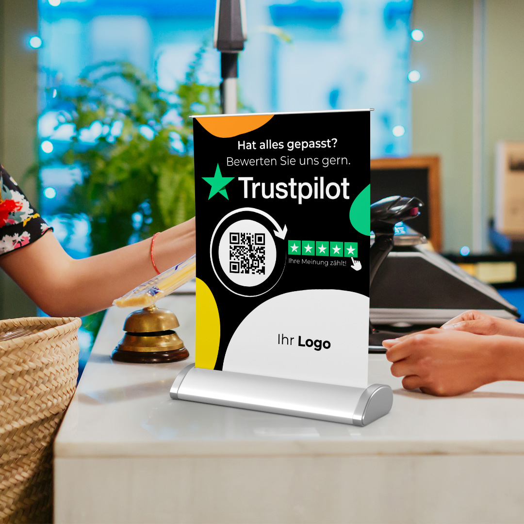 Trustpilot Mini-Roll-Up Aufsteller STYLE mit QR-Code+Logo, DIN A4-4.image
