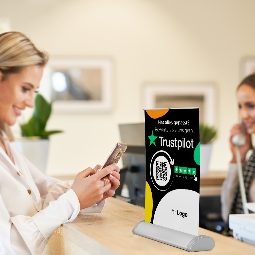 Trustpilot Mini-Roll-Up Aufsteller STYLE mit QR-Code+Logo, DIN A4-8.image