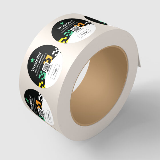 Qr Code Rolle Aufkleber auf Rolle TREND für Trustpilot-Bewertung mit QR-Code+Logo ...